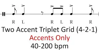 Accents only grid (2 accents) | 40-200 bpm triplet grid sheet music