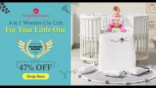 StarAndDaisy Multi-functional 6 in 1 Wooden Cot Crib For Baby Small round bed, Round Convertible Bed