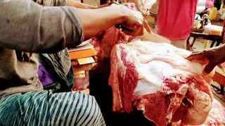 Beef cutting processing, Village meat market, Best butcher good selling shop,,