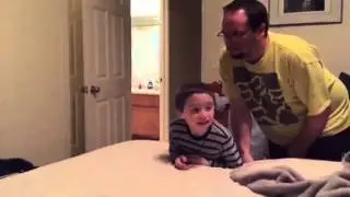 6 yr old kicks dad in the privates in slow-mo!