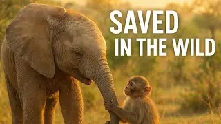 In the Savage Wild: Baby Elephant Rescues Orphaned Monkey🐒🐘 A Bond Like No other @saniya.heroine 