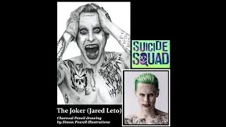 The Joker (Jared Leto) - Timelapse Charcoal Pencil Drawing by Simon Powell Illustrations