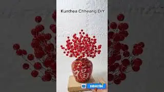#shorts Mini pot of Red Wire Flower Beads for Chinese New Year Decor #diy #craft
