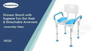 KosmoCare Shower Bench with Hygiene Cut-Out Seat & Detachable Armrests - Assembly (RX123)