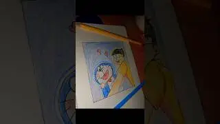 Draw Doraemon and Nobita Drawing with Pencil colour #art #drawing