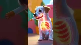 X-Ray Dog Smokes a Cigarette? 🐶🚬 | Shocking Animated Short! #shortvideo #viralvideo