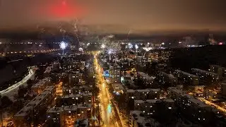 Vilnius, Antakalnis (Lithuania), 2019 - New Year Fireworks (4K)