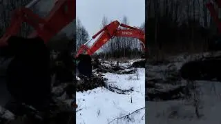 раскорчевка участка Эксковатором