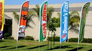 Live display of restaurant and franchise feather banner flags visit us at www.featherflagnation.com