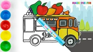 Juice Food Truck Drawing for Kids | How to Draw A Food Truck #p2