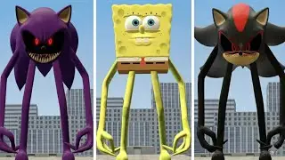 THIS IS TERRIFYING! Spongebob, Sonic.exe & Shadow with HUGE LONG LEGS!