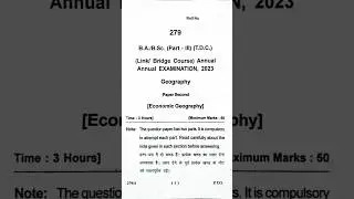 B.A./B.Sc 3rd Year Geography Paper 2nd Economic geography
