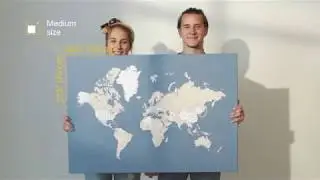 Push Pin World Map Canvas - Blue/cream | Trip Map