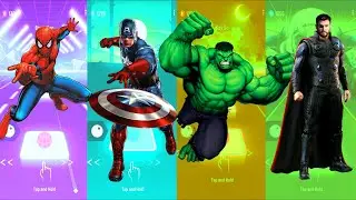 Spiderman 🆚 Captain America 🆚 Hulk 🆚 Thor | Marvel Heroes | Tiles Hop Fun Ball