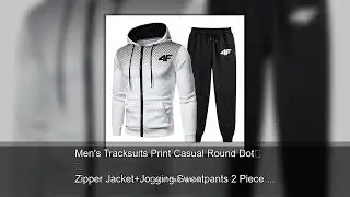 Men's Tracksuits Print Casual Round Dot Zipper Jacket+Jogging Sweatpants 2 Piece Set Daily Hood
