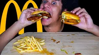 ASMR MUKBANG MCDONALD&rsquo;S MCRIB, CHICKEN SANDWICH & FRIES (EATING SOUNDS)