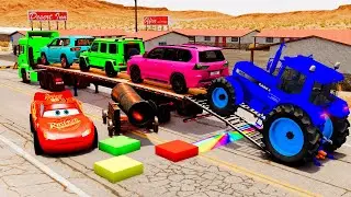 Flatbed Truck McQueen | Transportation with Truck - Pothole vs Car #62 | BeamNG.Drive Gameplay