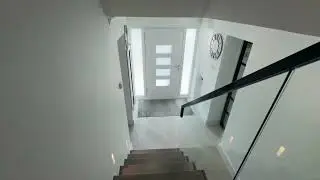 Modern Grey Floating Staircase with Glass Balustrade #custom #homedecor #design