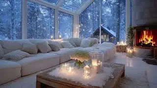 🎹💐 Cozy Winter Piano in White Room | Snowy View with Fireplace for 4 Hours of Deep Study & Calm