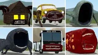 OLD AND NEW UPDATE: HOUSE HEAD, CAR EATER, THE BLOOP, BUS EATER BUILDING, TRAIN EATER IN GMOD !!