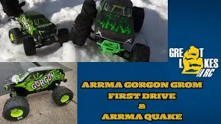 Первый заезд на Arrma Gorgon Grom по снежной трассе Arrma Quake!