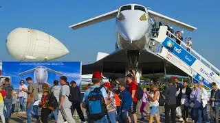 Tupolev Tu-144 (Russian Concorde) inside at the MAKS-2019 exhibition