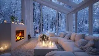 🔥🎼Quiet Winter Piano Lounge | Snow Outside & Fire Inside | Focus Study Work Meditation Relax Calm