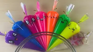 Making Super Clear Neon Slime With Cute Piping Bags | Satisfying Slime Video, ASMR #0029