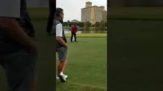 Jack Nicklaus tee shot on 18th hole 2018 PNC Father Son
