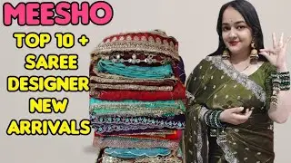 🥰 Meesho Saree Haul 494 Rs 🥰 Georgette/Bnarsi Silk Chickenkari / Jimmy Choo / Meesho Partywear Saree