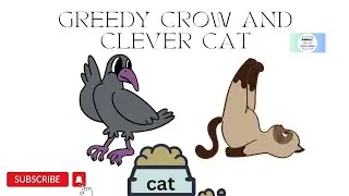 GREEDY crow and clever cat | cartoon | kids story | entertainment