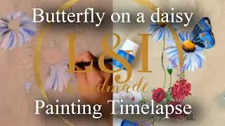 Painting a butterfly on a daisy | Hand Painting on cotton bag |  Help the planet
