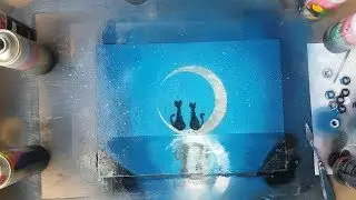 Quick tutorial simple drawing Moon and Cats - Spray Paint Art by Mari Virra