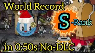 [WORLD RECORD - No-DLC] [0:50] Cuphead - Ribby and Croaks (S-Rank Speedrun)