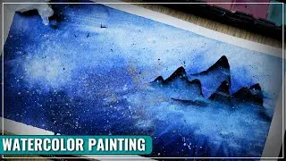 Easy Moody Misty Mountains of Tianshan Watercolor Painting for Beginners | 天山
