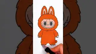 ⏪⏪ Reverse Play 🧡 Orange Labubu 😻✨ DIY Easy Glitter Art #labubu #toy #color #trending
