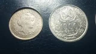 Rep&uacute;blica Prata 500 1000 e 2000 Reis Estrelas Ligadas 1912-1913