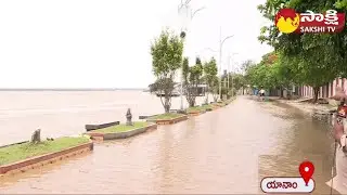 Yanam Floods 2023 | Flood Water at Yanam Beach Road | AP Floods |@SakshiTV