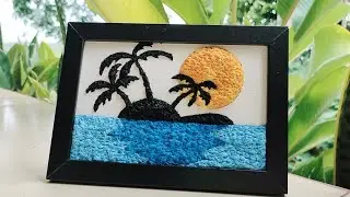 Sunset on Texture painting art with tissue paper #diy #acrylic #sunset