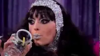 Laganja slurping on her drink (RuPaul's Drag Race 6)