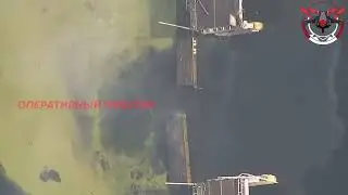 Russian Forces strike on an enemy crossing.A gliding UMPK-PD FAB (extended range) hits the crossing