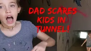 DAD SCARES KIDS IN TUNNEL! #scared #scaredkids #scarytunnel