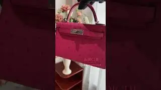 Unbox Hermes Kelly mini 20 Ostrich Rose Tyrien