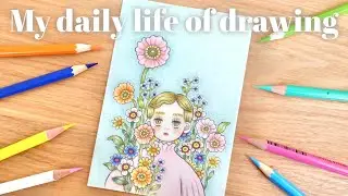 ピンクの服の女の子と周りに咲く花たち💐旅の思い出が詰まったお土産👜|A girl in pink and the flowers blooming around her