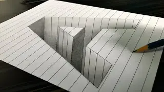 Drawing a Hole in a Line Paper - 3D Trick Art