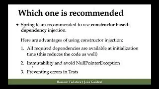 Spring Core: Why Constructor Based Dependency Injection is Recommended?