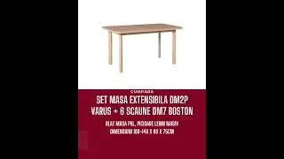 Set masa extensibila living DM2P Varus, 180-140x80x75 cm + 6 scaune DM7 Boston, 120 kg