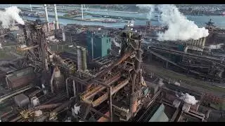 Breathtaking aerial views of Tata Steel's massive production facilities in Ijmuiden.