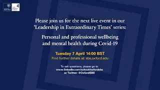 Personal and professional wellbeing and mental health during Covid-19