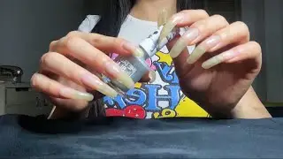 ASMR Painting my long natural nails🩹🤍